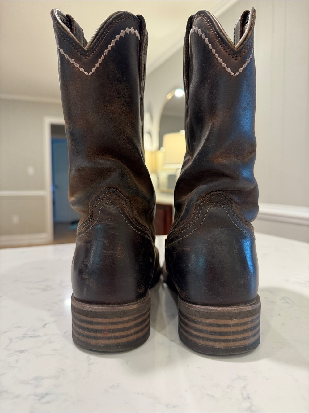 ARIAT Women’s Unbridled Roper Boots Dark Brown Leather Cowgirl Size 7.5 - Picture 10 of 15